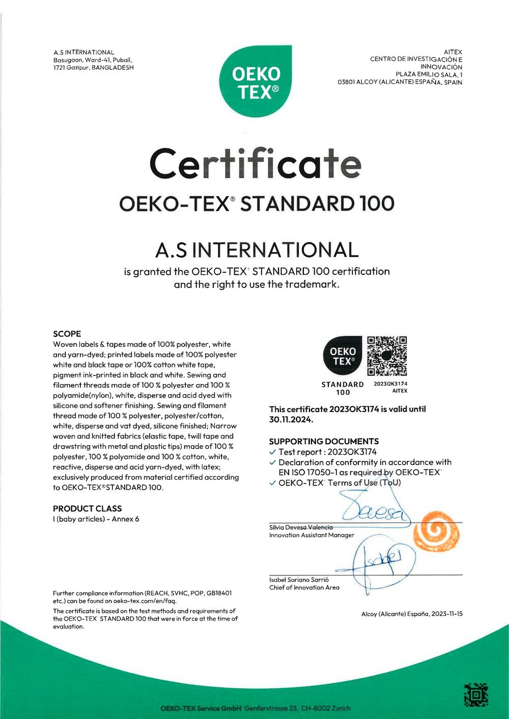 OEKO-TEX® STANDARD 100